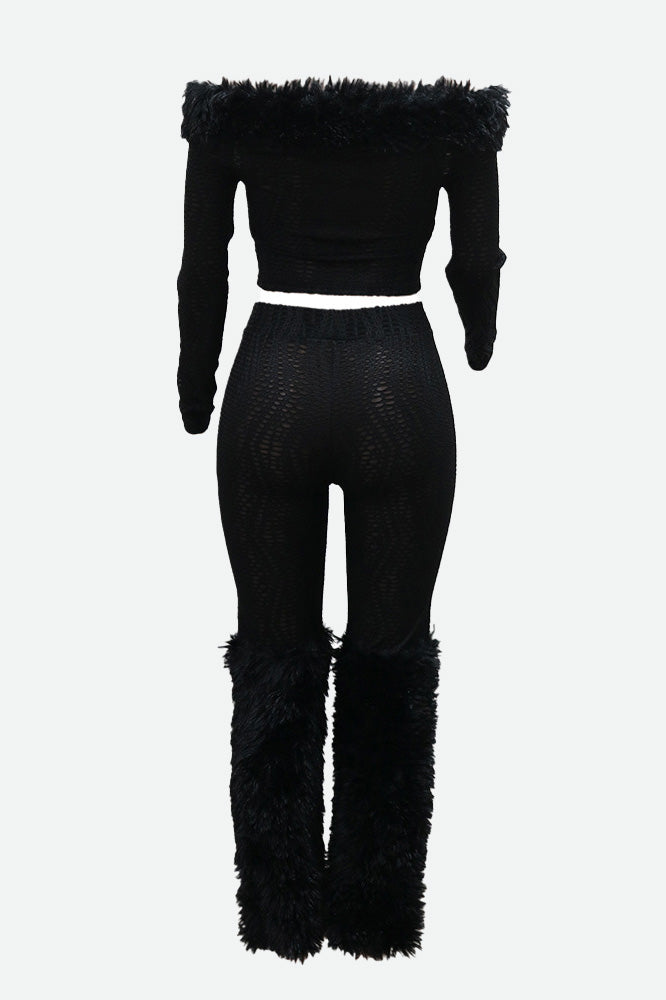 Feather Trim Glamour Set Lavish Daily