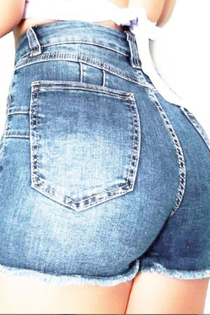 Stretch Skinny Ripped Denim Shorts Lavish Daily
