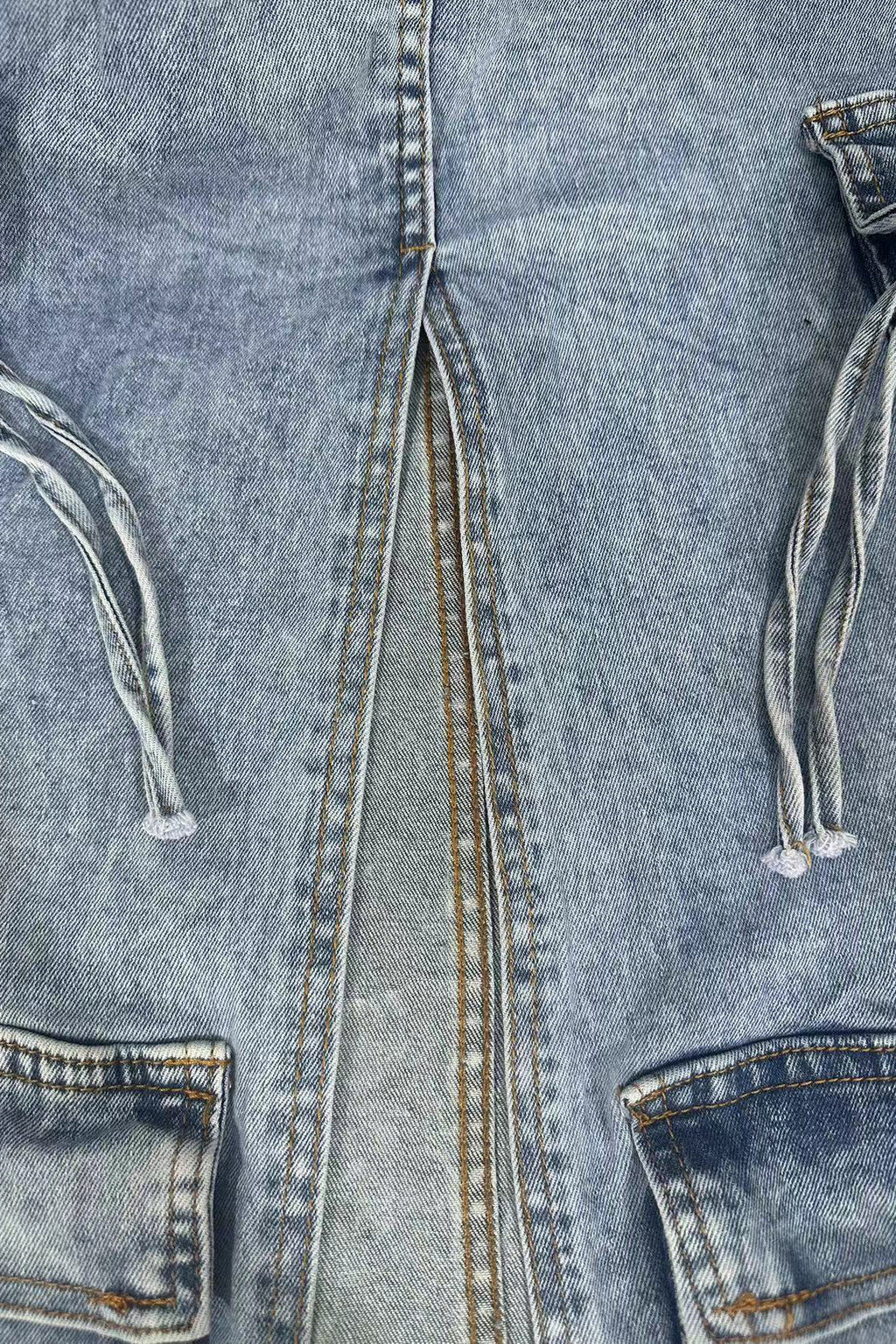 Slit Ripped Pocket Cargo Denim Skirt Lavish Daily