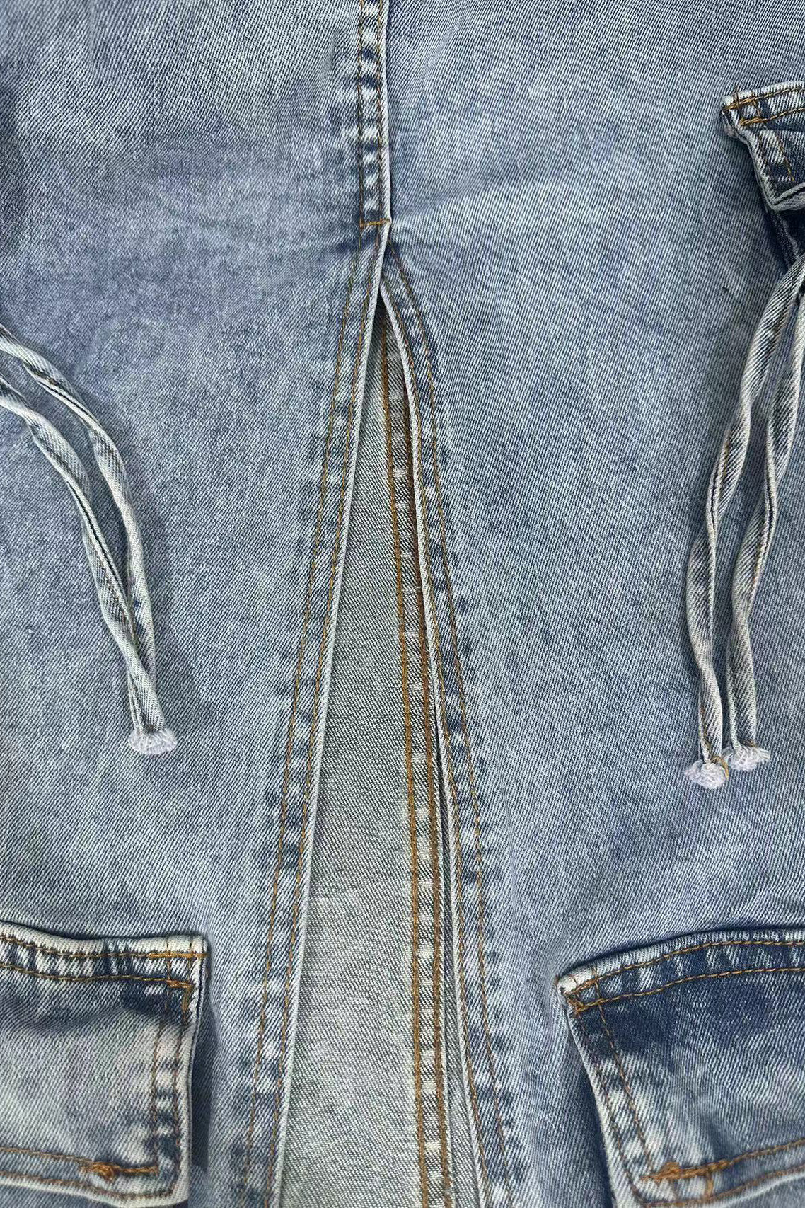 Slit Ripped Pocket Cargo Denim Skirt Lavish Daily