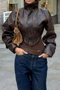 Cropped Faux Leather Jacket Lavish Daily