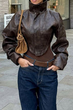 Cropped Faux Leather Jacket Lavish Daily