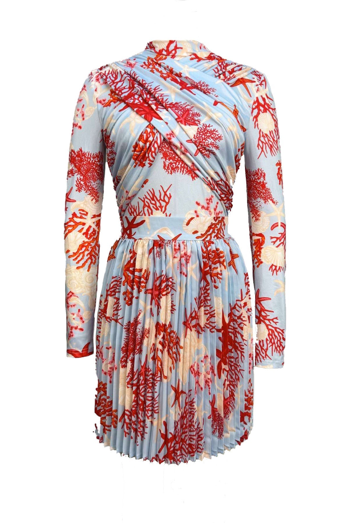 Printed Long Sleeve Top & Pleated Skirt Set Lavish Daily