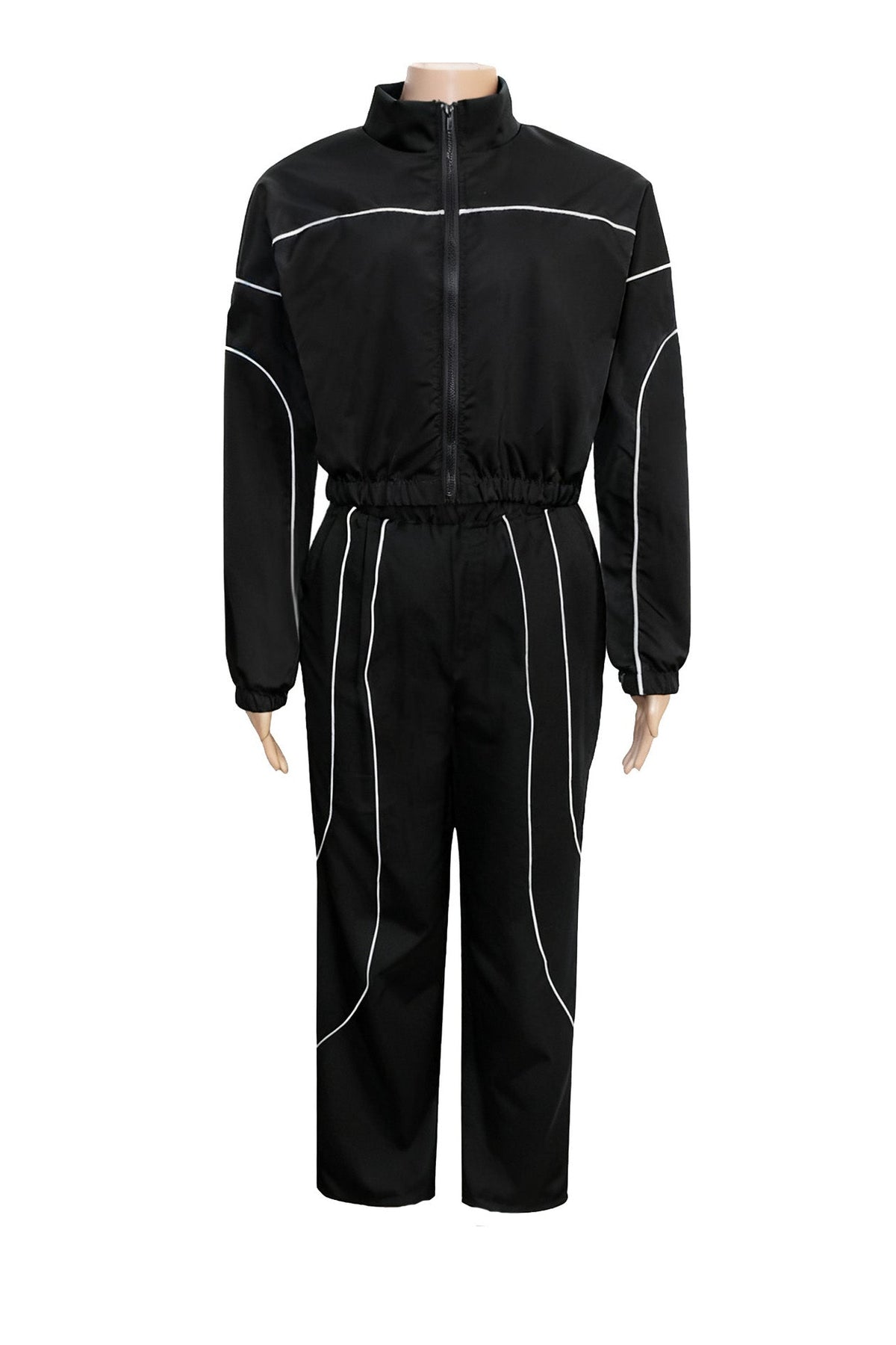 Contrast Piping Zip Pant Set Lavish Daily