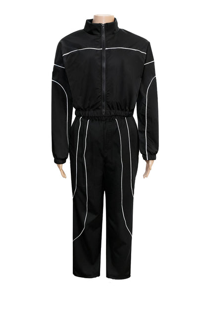 Contrast Piping Zip Pant Set Lavish Daily