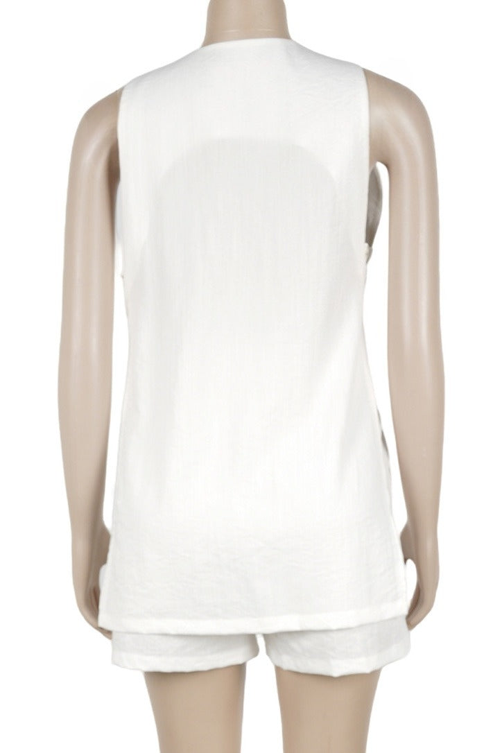 2-Piece Linen-Feel Vest & Shorts Set Lavish Daily