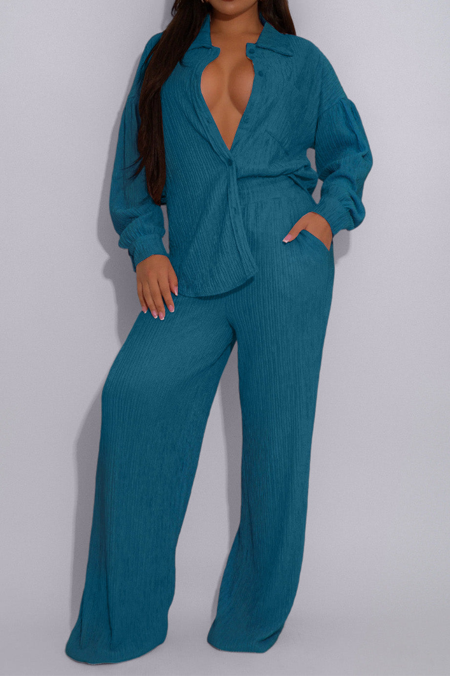 Pleated Utility Palazzo Two-Piece Set Lavish Daily
