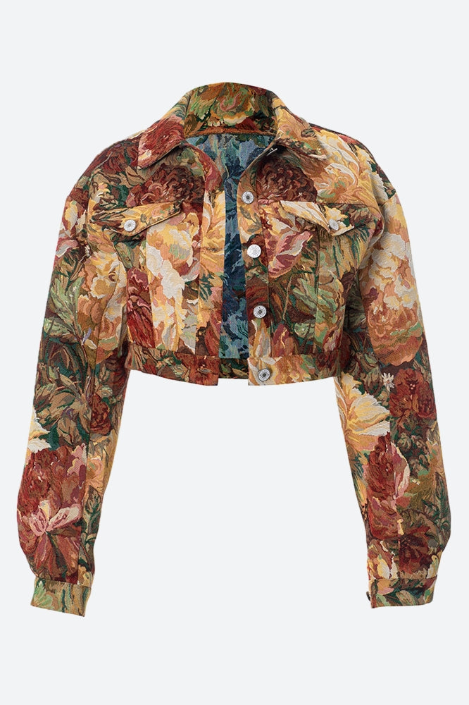 Floral Cropped Jacket Lavish Daily