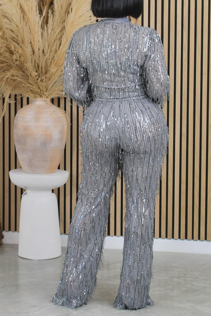 Sequin Shirt & Bell Bottom Pants Set Lavish Daily