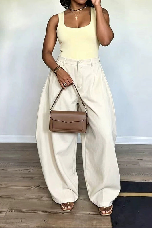 Relaxed Wide Leg Tailored Pants Lavish Daily