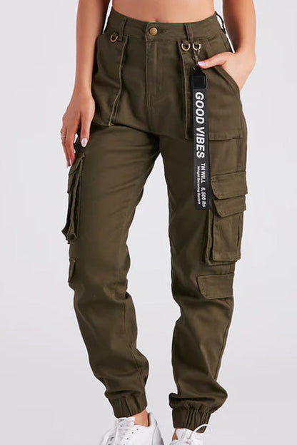 High Rise Cargo Joggers With Pockets Lavish Daily