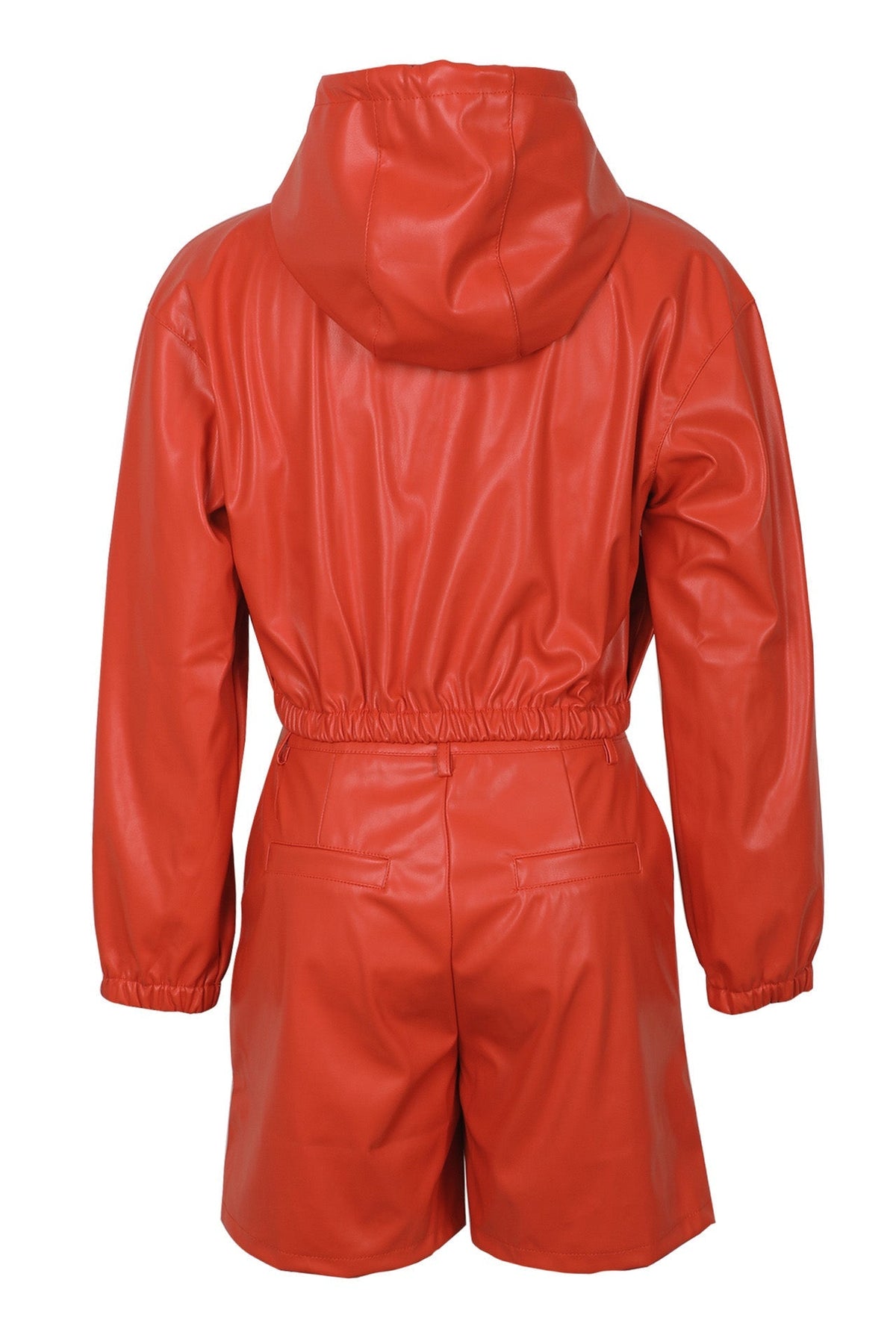 Faux Leather Hooded & Shorts Set Lavish Daily