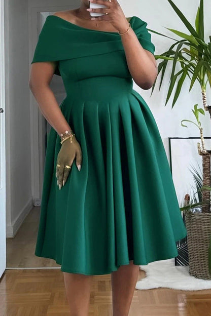 Off-Shoulder Fit & Flare Midi Dress Lavish Daily