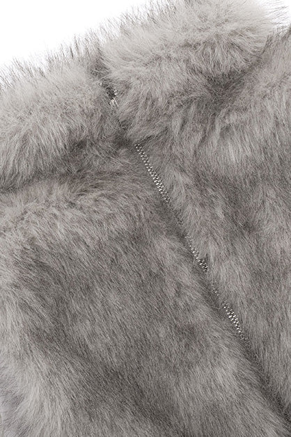 High Neck Fuzzy Zip Vest Top Lavish Daily