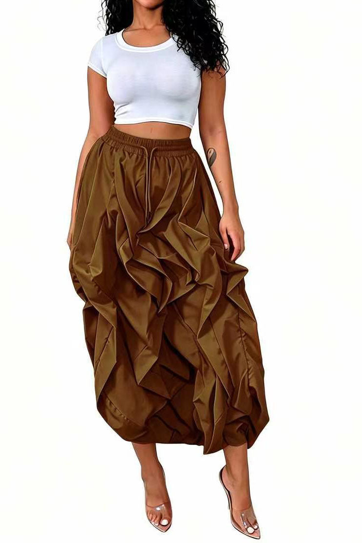 Cascading Ruffle Midi Skirt Lavish Daily