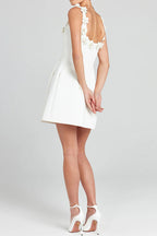 Square Collar Flower Bandage Mini Dress Lavish Daily