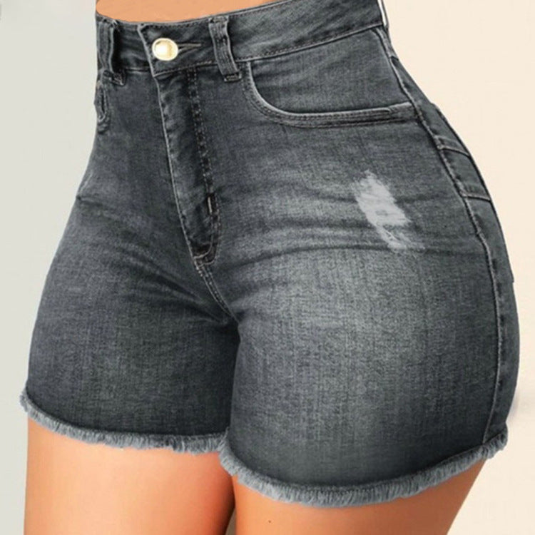 Stretch Skinny Ripped Denim Shorts Lavish Daily