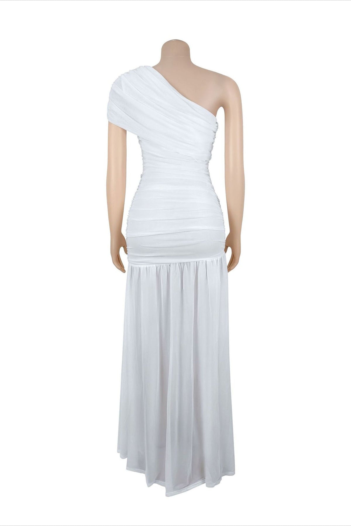 One Shoulder Ruched High Slit Maxi Dress Lavish Daily