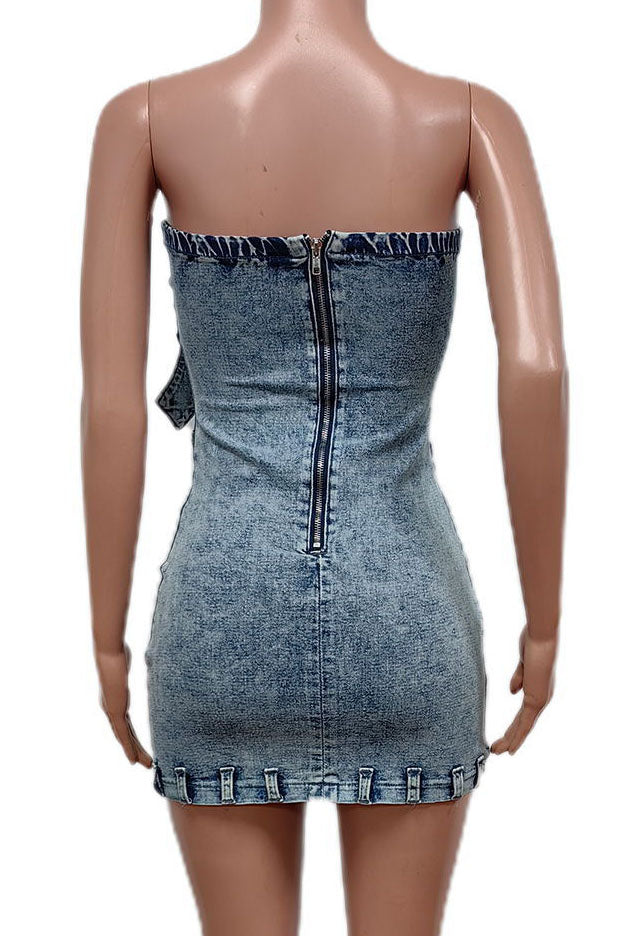 Denim Bustier Bodycon Dress Lavish Daily