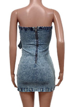 Denim Bustier Bodycon Dress Lavish Daily