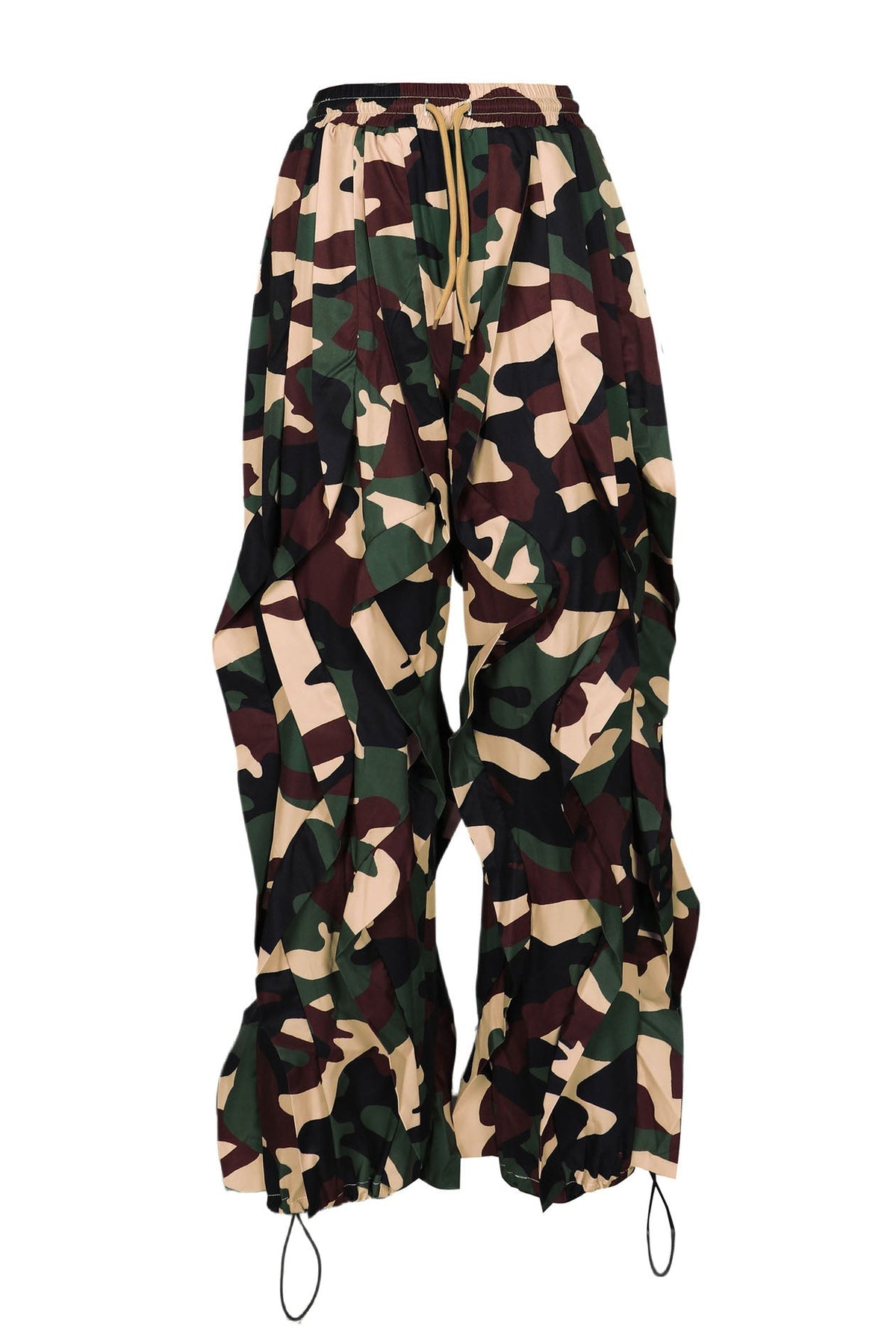 Abstract Print Cascading Draped Drawstring Pants Lavish Daily
