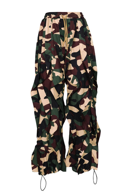 Abstract Print Cascading Draped Drawstring Pants Lavish Daily