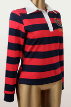 Striped Contrast Collared Polo Top LavishDaily