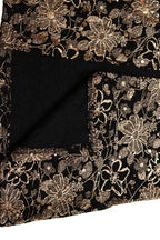Floral Print Hot Stamping Golden Side Slit Dress Lavish Daily