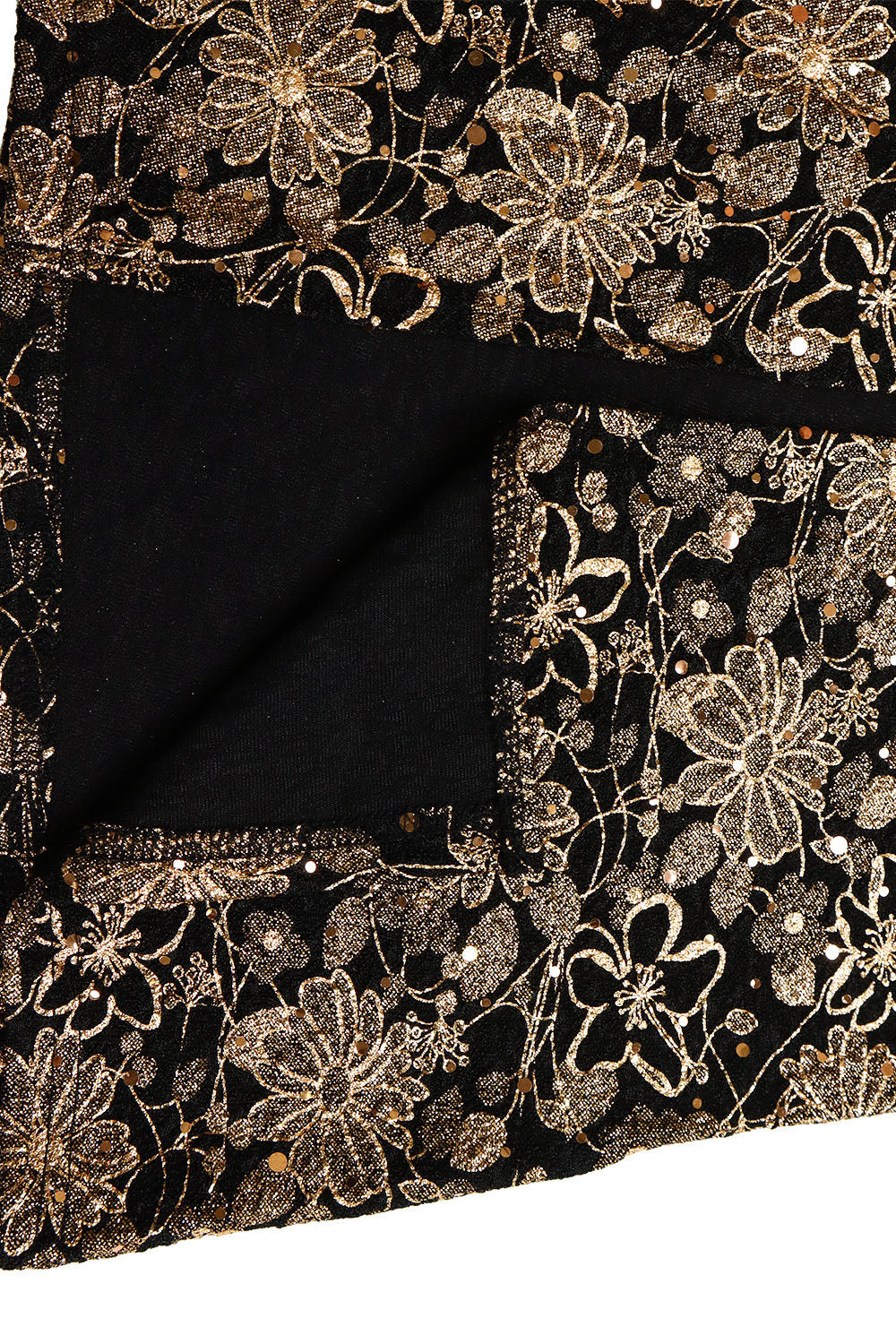 Floral Print Hot Stamping Golden Side Slit Dress Lavish Daily