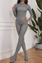 Print Turtleneck Long Sleeve Jumpsuit Lavish Daily