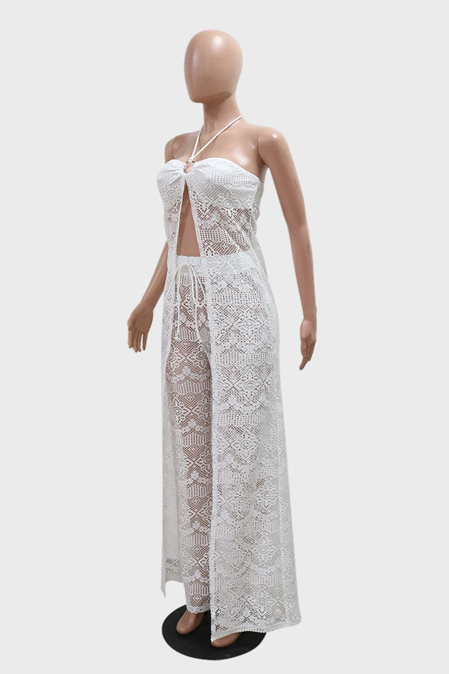Lace Hollow Out Wide Leg Sets Lavish Daily