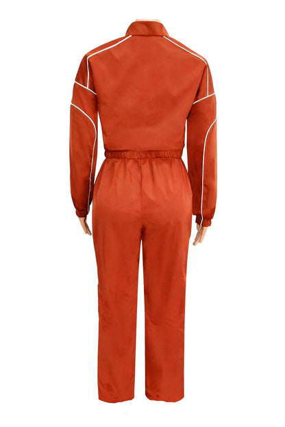 Contrast Piping Zip Pant Set Lavish Daily