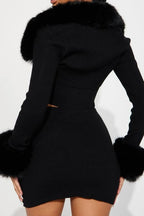 Crop Faux Fur Blouse & Corset 3 Piece Set LavishDaily