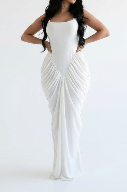Draped V-Waist Chiffon Maxi Dress Lavish Daily
