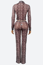 Snake Zip Ruched Top and Pants Set LavishDaily