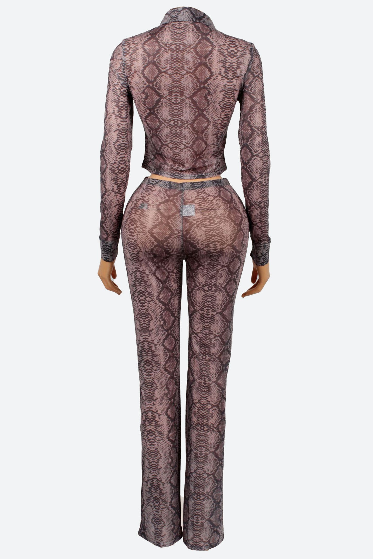 Snake Zip Ruched Top and Pants Set LavishDaily