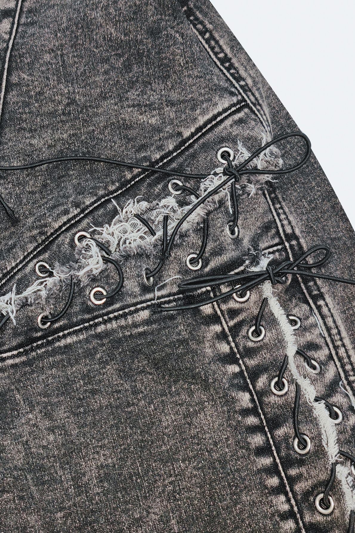 Lace Up High Waist Jeans Lavish Daily