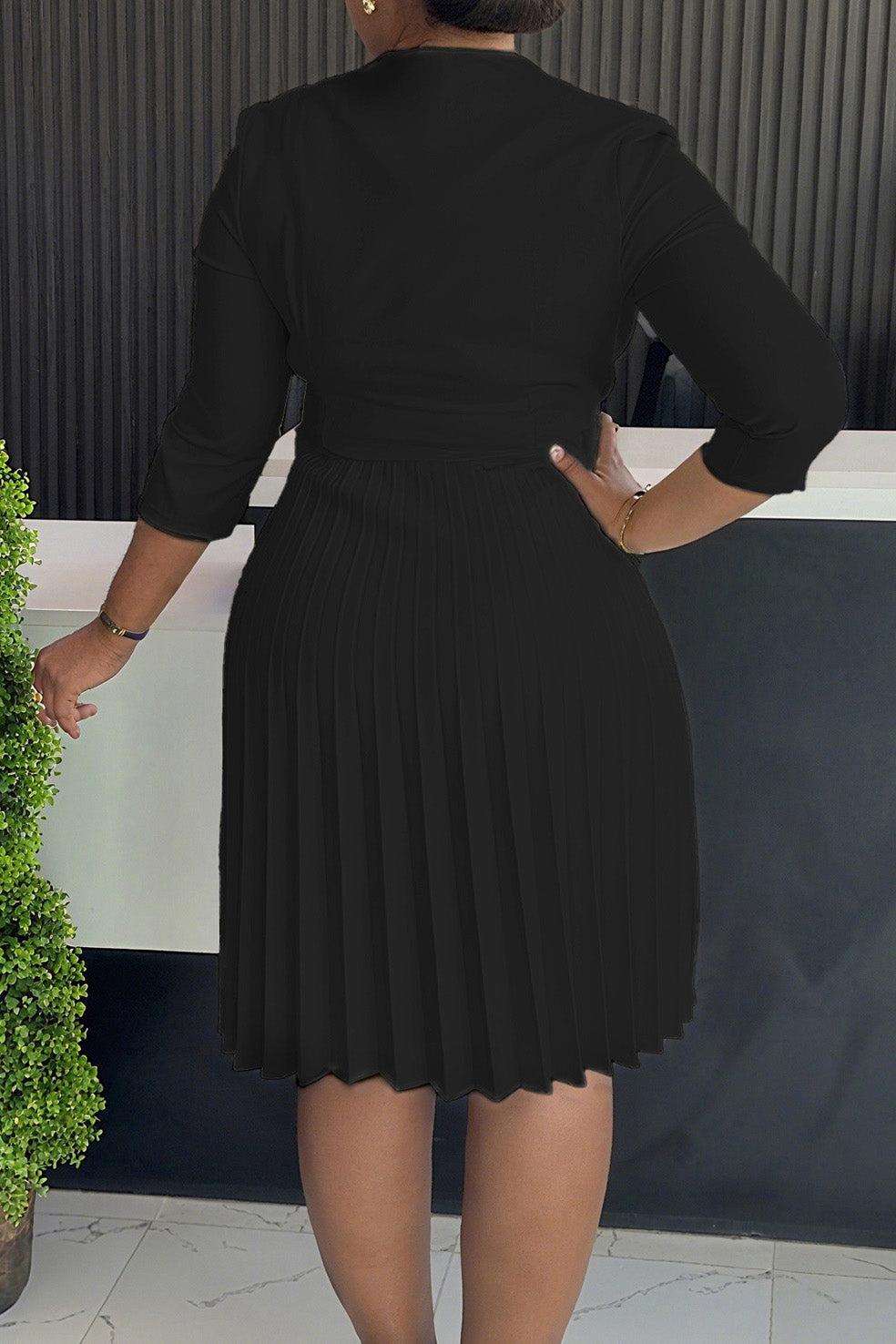 Elegant Pleated Midi Dress Lavish Daily