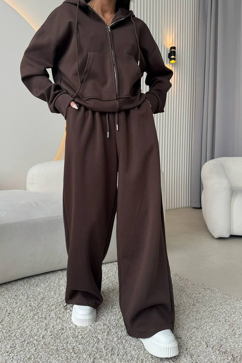 Hooded Zip Sweatshirt & Drawstring Pants Set Lavish Daily
