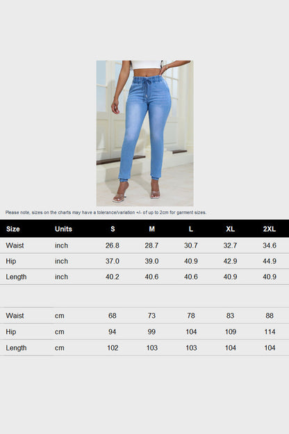 High Waist Drawstring Jogger Jeans Lavish Daily