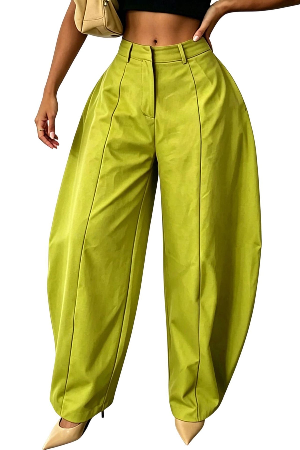 High Waist Sculpted Barrel Leg Pants Lavish Daily