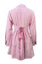 Striped V-Neck Corset-Waist Mini Shirt Dress Lavish Daily