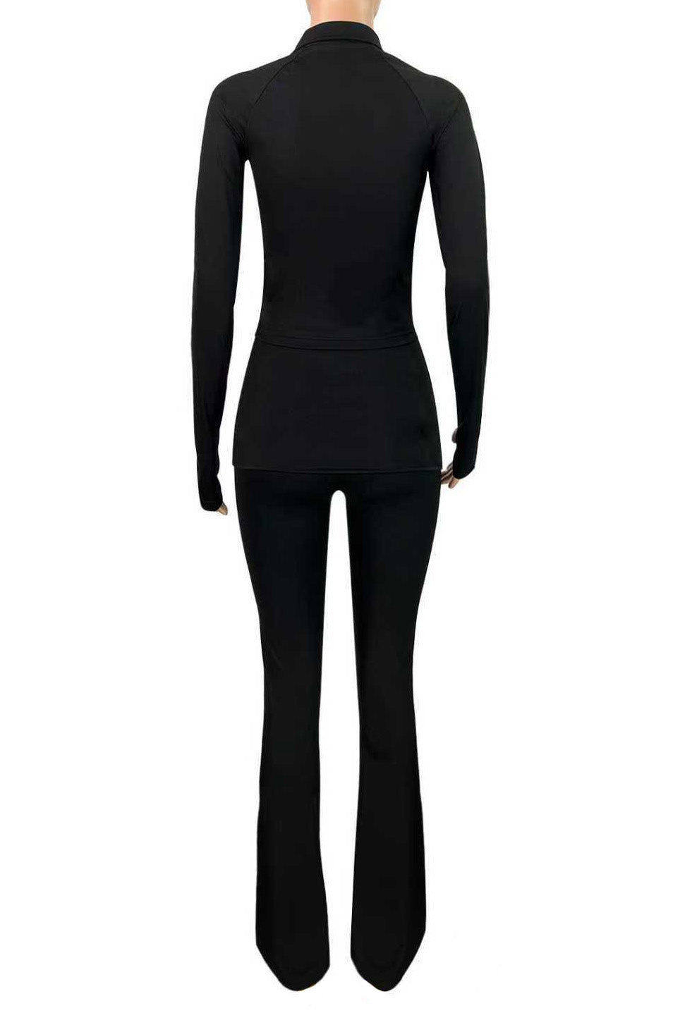 Sculpted Foldover Waist Flare Pants Set Lavish Daily