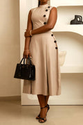 Button Sleeveless Dress Lavish Daily