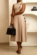 Button Sleeveless Dress Lavish Daily
