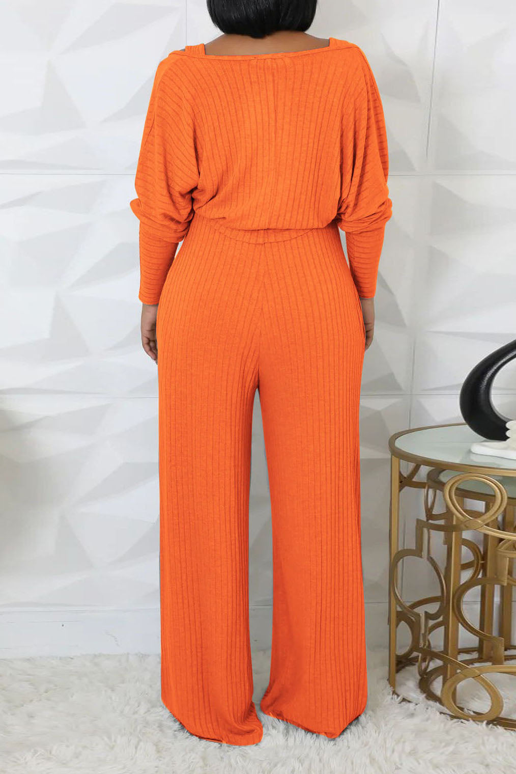 2-Piece Ribbed Knit Tank Jumpsuit & Cropped Top Set Lavish Daily