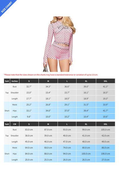 Polka Dot Graphic Zip Lounge Set Lavish Daily