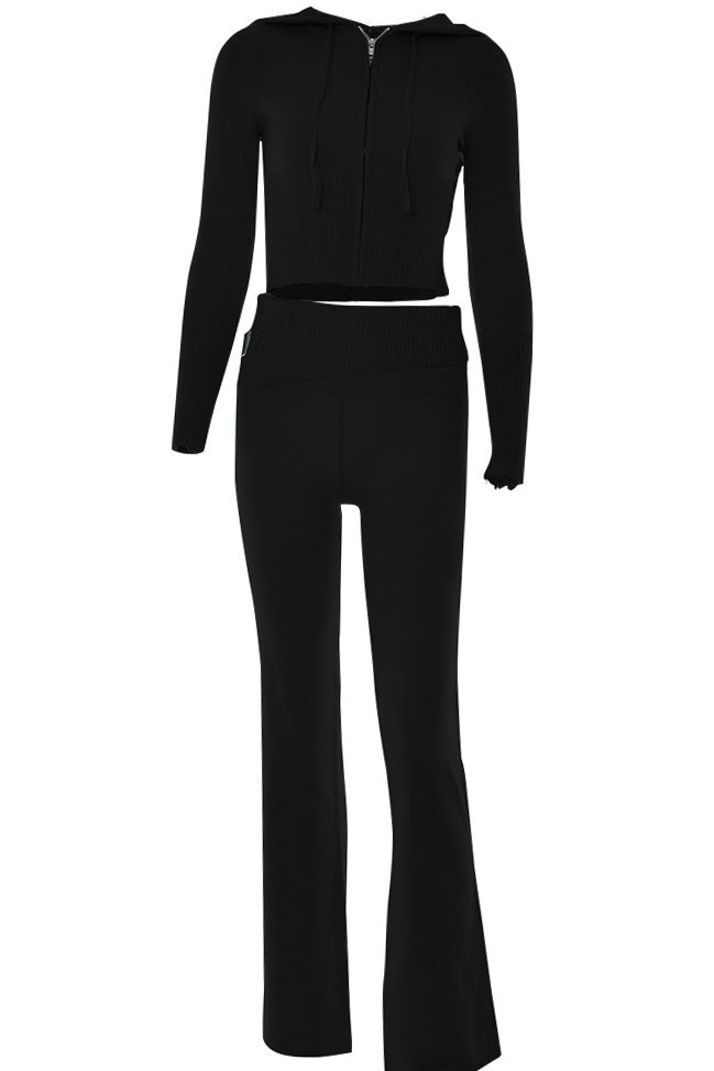 Knitted 2-Piece Tracksuit with Long Sleeve Hoodie Lavish Daily