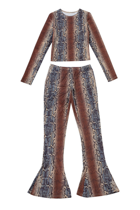 Snake Print Bodysuit & Skinny Pants Set Lavish Daily