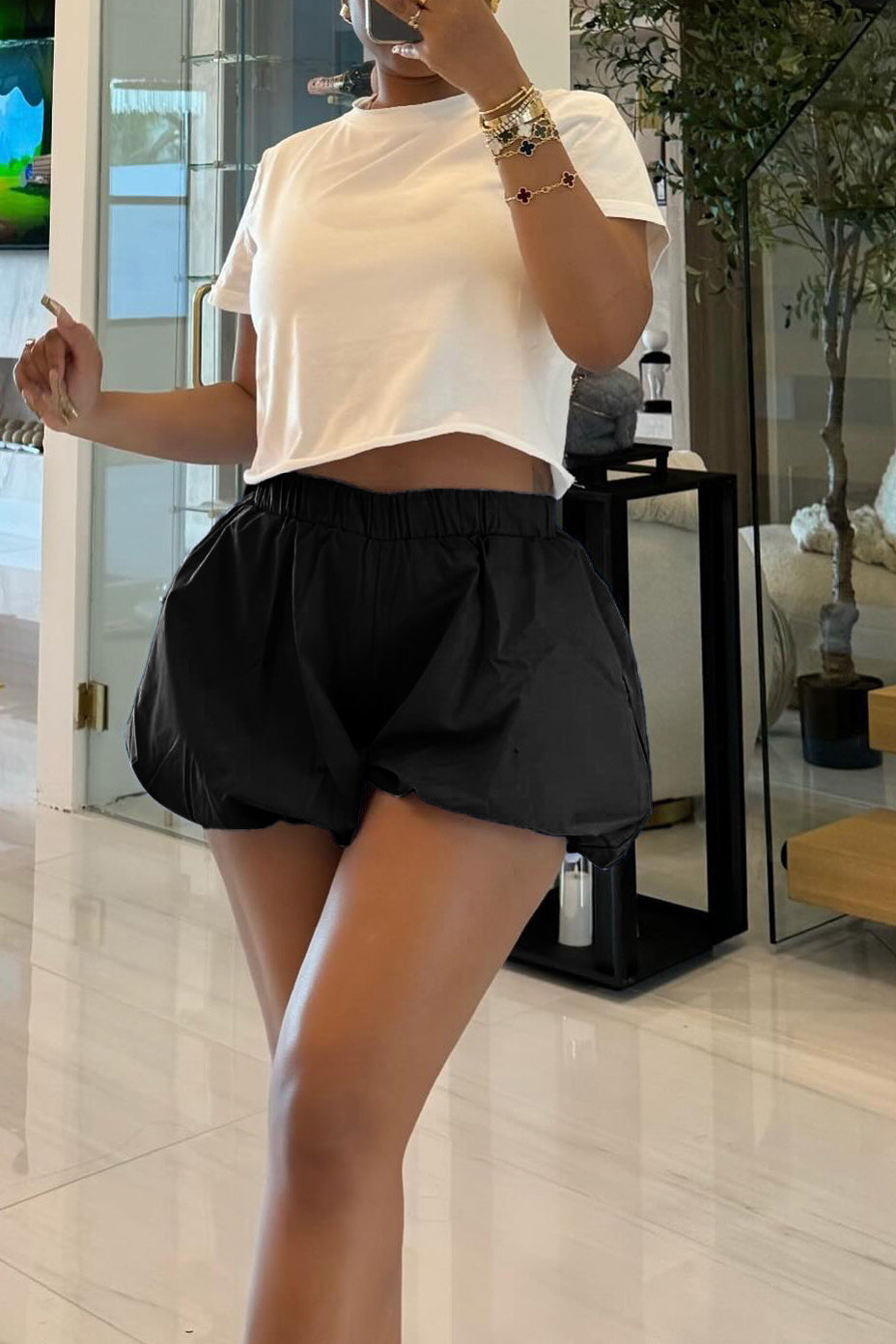 Bubble High Waist Puffy Pleated Shorts Lavish Daily